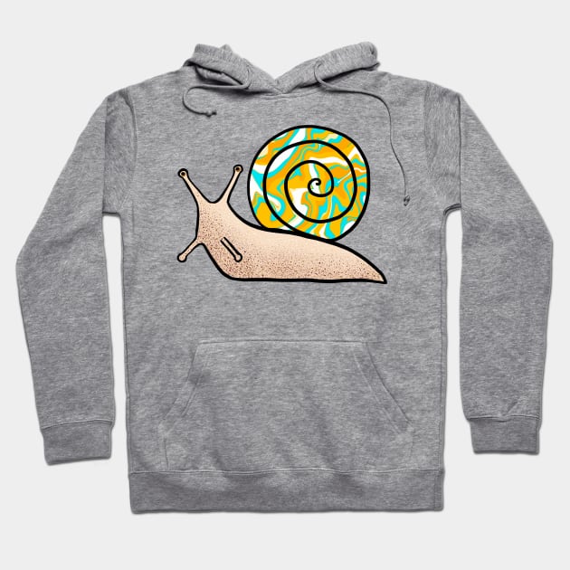 Psychedelic Snail Yellow and Blue Shell Hoodie by julieerindesigns